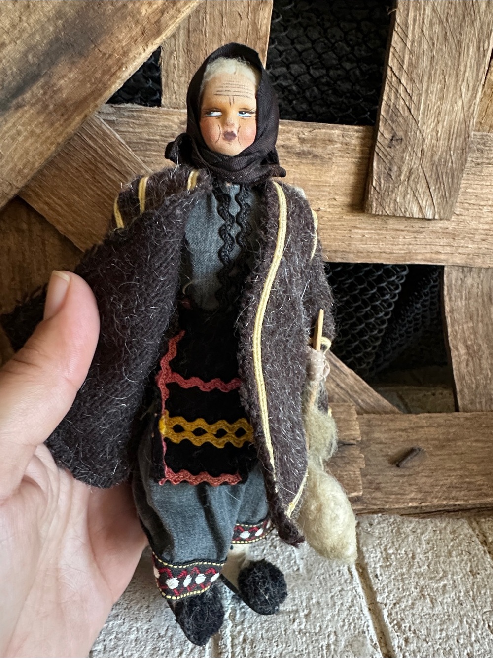 Vtg International Costume Doll Greece Cyprus Crete Souvenir Elder Grandmother